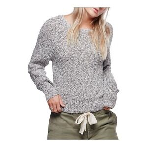 Free People Electric City Sweater Knit Pullover Linen Blend Small‎ Black White